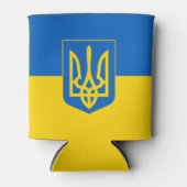 Oekraïense vlag met wapenschild koelbox blikjeskoeler (Voorkant)