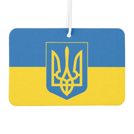 Oekraïense vlag met wapenschild luchtverfrisser (Achterkant)
