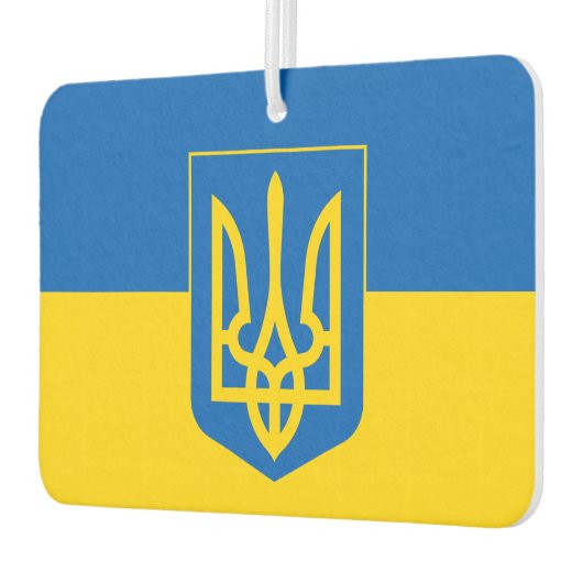 Oekraïense vlag met wapenschild luchtverfrisser (Links)