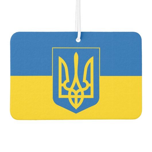 Oekraïense vlag met wapenschild luchtverfrisser (Voorkant)