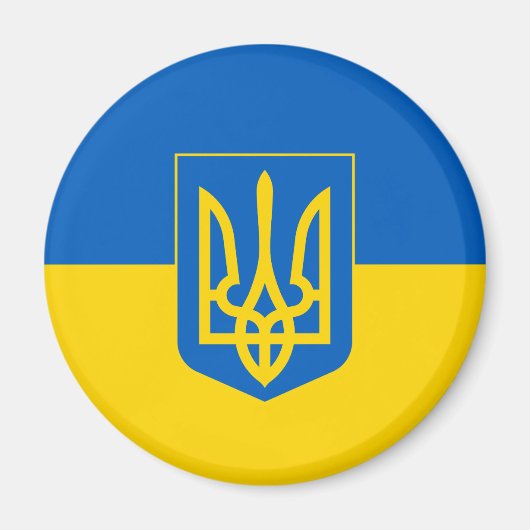 Oekraïense vlag met wapenschild magneet (Voorkant)