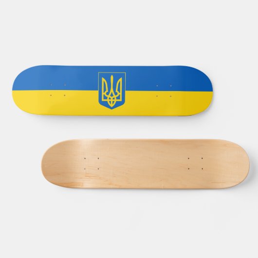 Oekraïense vlag met wapenschild persoonlijk skateboard (Horizontaal)