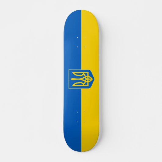 Oekraïense vlag met wapenschild persoonlijk skateboard (Voorkant)