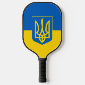 Oekraïense vlag met wapenschild pickleball paddle (Voorkant)