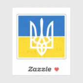Oekraïense vlag met wapenschild sticker (Vel)