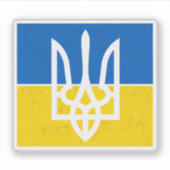Oekraïense vlag met wapenschild sticker (Voorkant)