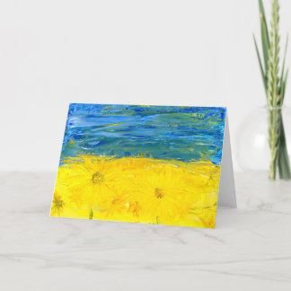 Oekraïense vlag met zonnebloemen leeg Wenskaart Notitiekaartje