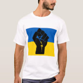 Oekraïense vlag met zwarte vuist t-shirt (Voorkant)