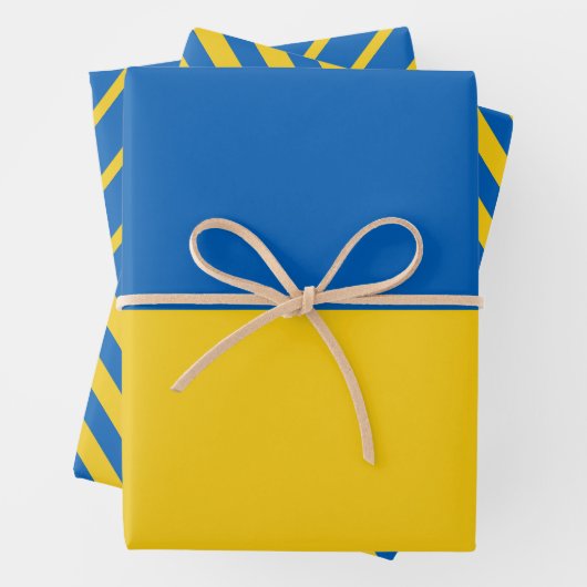 Oekraïense vlag - Modern Striped Pattern Inpakpapier Vel (In situ)