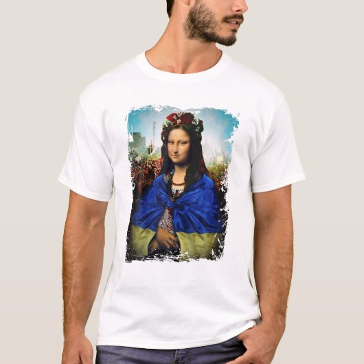 Oekraïense vlag Mona Lisa Ukraine T-shirt (Voorkant)