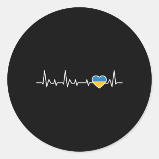 Oekraïense vlag Oekraïense Herzschlag Ronde Sticker