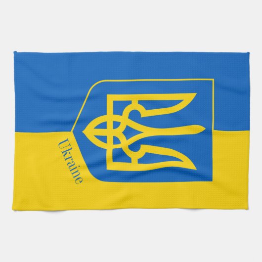 Oekraïense vlag & Oekraïense koken / keukenhanddoe Theedoek (Horizontaal)