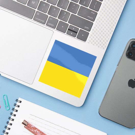Oekraïense vlag, Oekraïense Slava Oekraïense Слава Sticker (Laptop met iPhone)