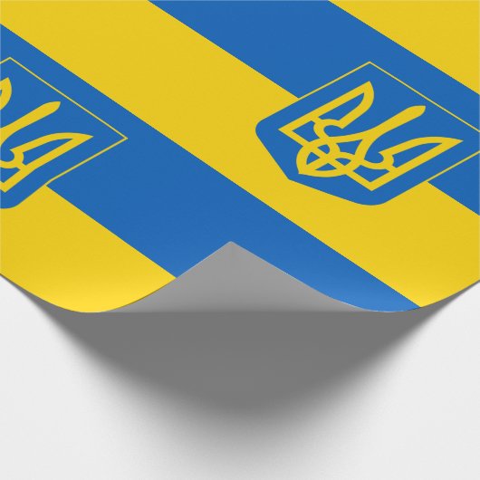 Oekraïense vlag & Oekraïne Tryzub, verjaardag/spor Cadeaupapier (Hoek)