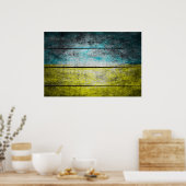 Oekraïense vlag op hout poster (Keuken)