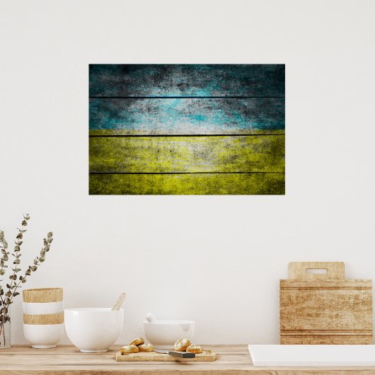 Oekraïense vlag op hout poster (Keuken)