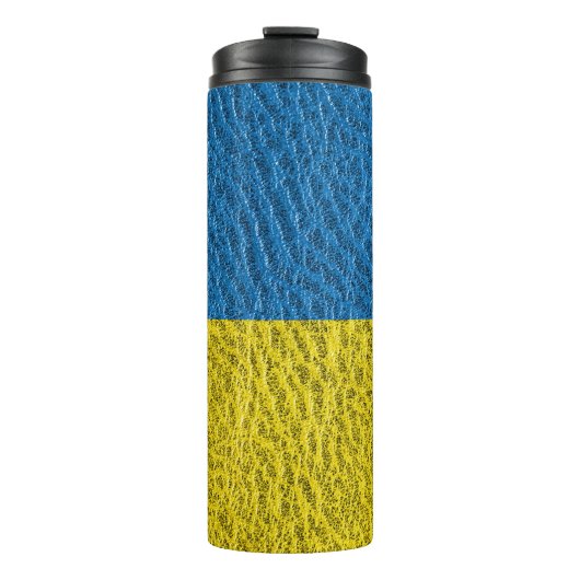 Oekraïense vlag op leer thermosbeker (Voorkant)