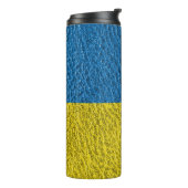 Oekraïense vlag op leer thermosbeker (Gedraaid links)