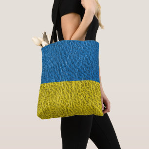 Oekraïense vlag op leer tote bag