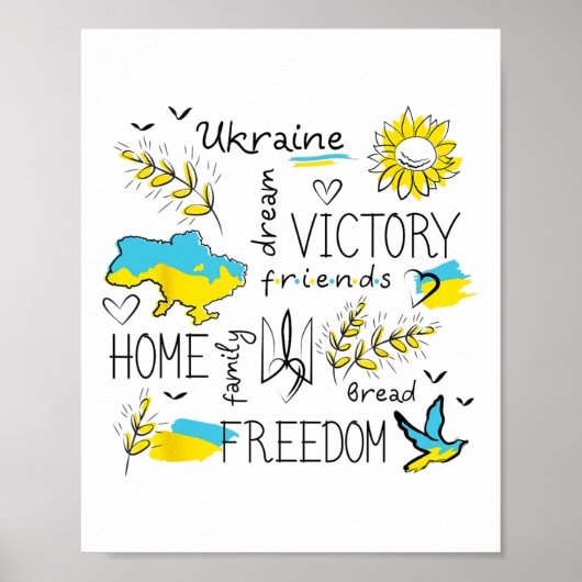 Oekraïense vlag - Overwinning - Vrijheid - Thuis - Poster (Voorkant)