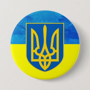 Oekraïense vlag ronde button 7,6 cm