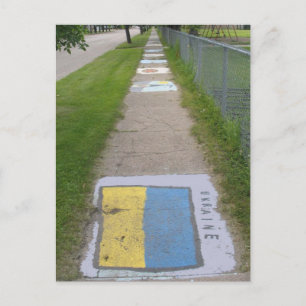 Oekraïense vlag Sidewalk Art Briefkaart