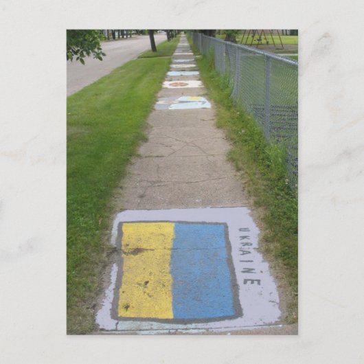 Oekraïense vlag Sidewalk Art Briefkaart (Voorkant)