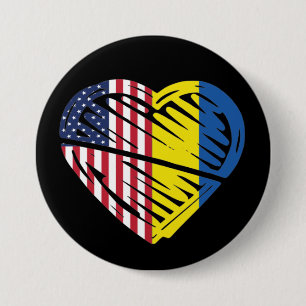 Oekraïense vlag Solidariteit VS Amerikaanse vlag  Ronde Button 7,6 Cm