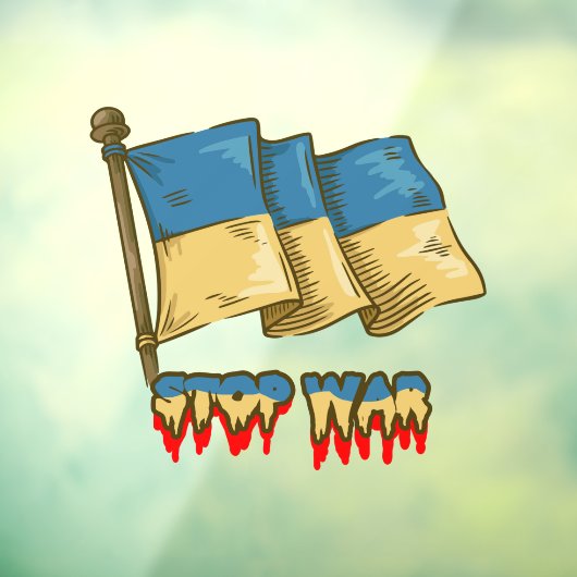 Oekraïense vlag: Stop de oorlog Raamsticker (Vel 3)