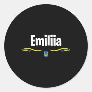 Oekraïense Vlag T Oekraïense Verjaardag Naam Emili Ronde Sticker