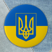 Oekraïense vlag Trident Blue Yellow Ukraine Ronde Button 7,6 Cm