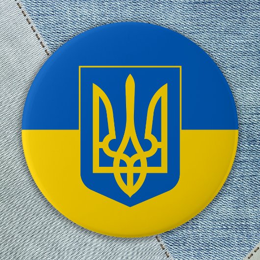 Oekraïense vlag Trident Blue Yellow Ukraine Ronde Button 7,6 Cm