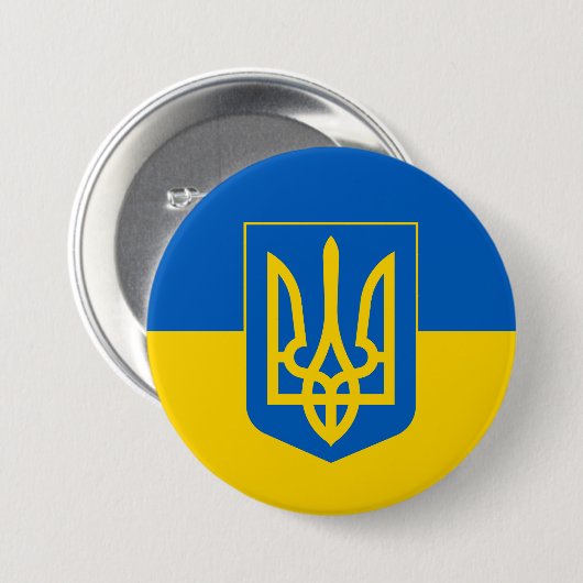 Oekraïense vlag Trident Blue Yellow Ukraine Ronde Button 7,6 Cm (Voorkant /achterkant)