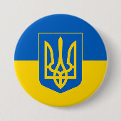 Oekraïense vlag Trident Blue Yellow Ukraine Ronde Button 7,6 Cm (Voorkant)