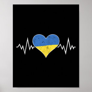 Oekraïense Vlag Vintage Hart Hartslag Oekraïne Pul Poster