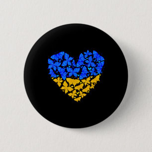Oekraïense Vlag Vlinder Hart Vintage Oekraïens Lie Ronde Button 5,7 Cm
