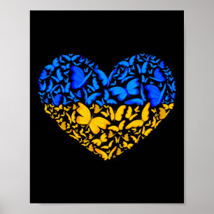 Oekraïense Vlag Vrede Oekraïne Vlag Vlinder Hart Poster
