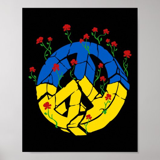 Oekraïense Vlag Vredesbloemen Poster (Voorkant)