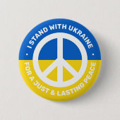 Oekraïense vlag Vredessymbool Ik sta met Oekraïne Ronde Button 5,7 Cm (Voorkant)