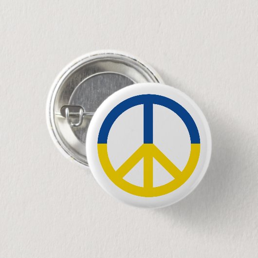 Oekraïense vlag vredessymbool wit ronde button 3,2 cm (Voorkant /achterkant)