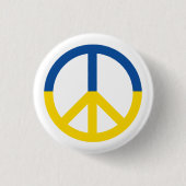 Oekraïense vlag vredessymbool wit ronde button 3,2 cm (Voorkant)