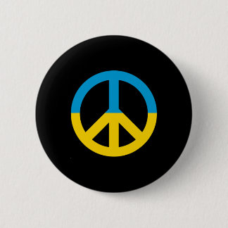 Oekraïense vlag vredesteken ronde button 5,7 cm