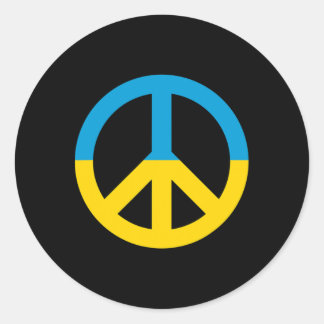 Oekraïense vlag vredesteken ronde sticker