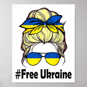 Oekraïense Vlag Vrouwen Rommelige Knot Vrij Oekrai Poster
