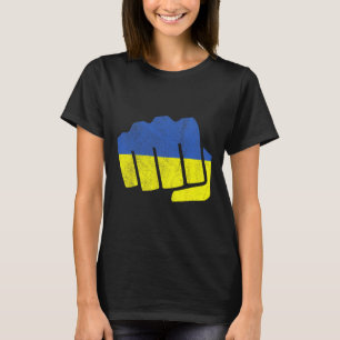 Oekraïense Vlag Vuist. Blijf Sterk Oekraïne. Blauw T-shirt