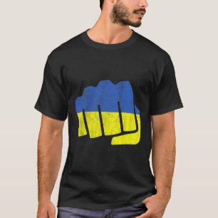 Oekraïense Vlag Vuist. Blijf Sterk Oekraïne. Blauw T-shirt