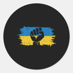 Oekraïense Vlag Vuist Oekraïense Verzet Protest Ma Ronde Sticker