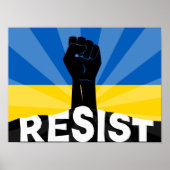 Oekraïense vlag weerstaat vuist poster (Voorkant)