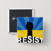 Oekraïense vlag weerstaat vuist vierkante button 5,1 cm (Voorkant /achterkant)