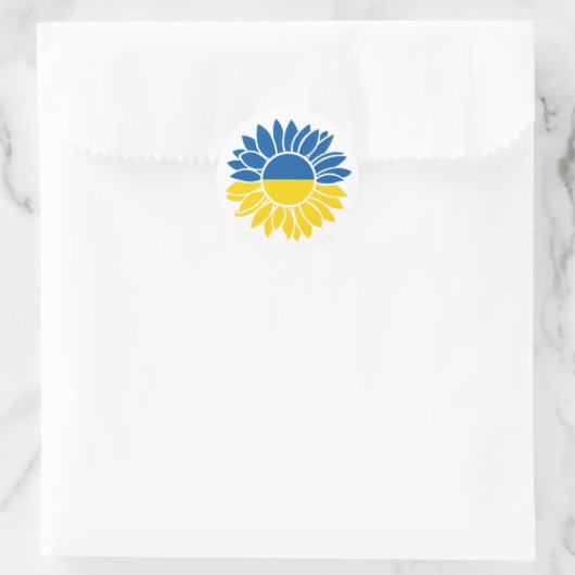Oekraïense vlag zonnebloem ronde sticker (Tas)